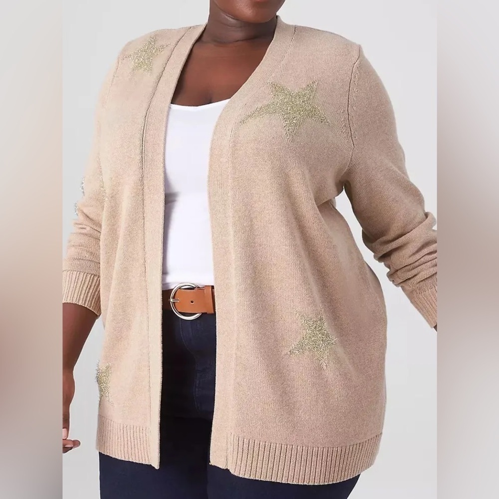 Lane Bryant Classic Open Front Star Cardigan Soft Girl Preppy Y2K